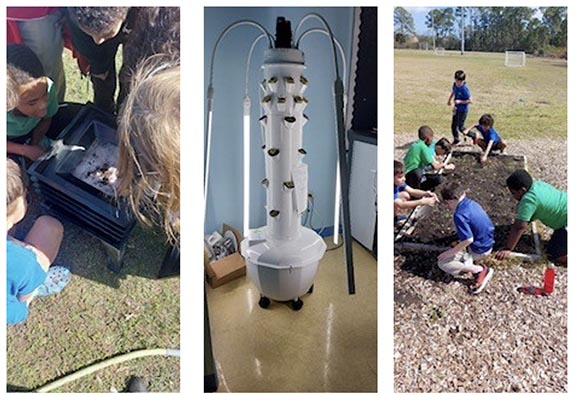 GATEway students with hydroponic tower